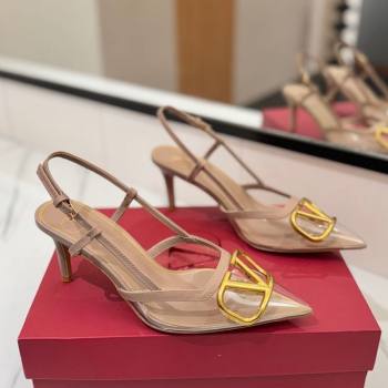 Valentino VLogo Signature Slingback Pumps 8cm in PVC and Calfskin Nude 2025 VA082105 (MD-250821052)