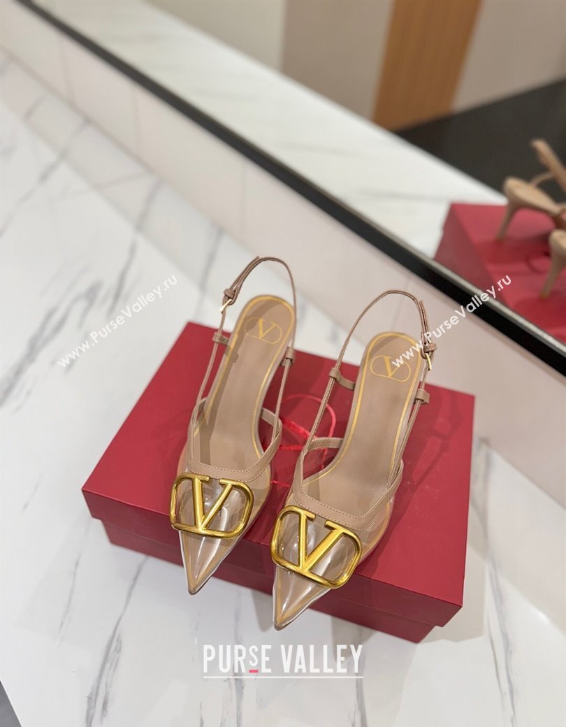 Valentino VLogo Signature Slingback Pumps 8cm in PVC and Calfskin Nude 2025 VA082105 (MD-250821052)