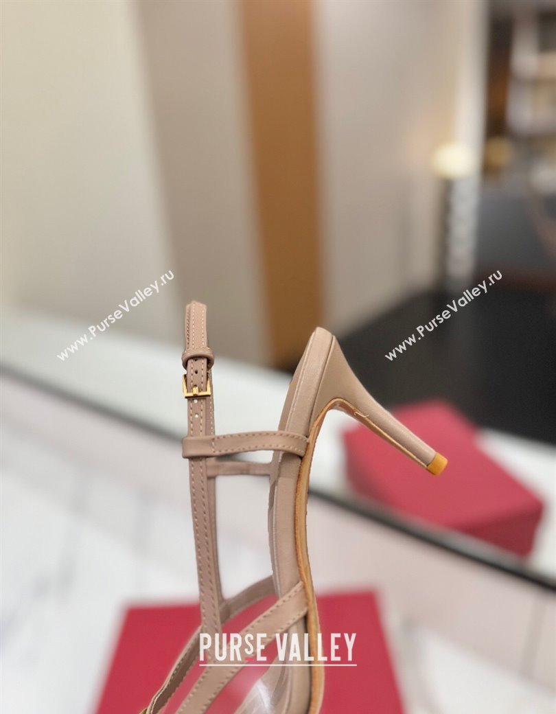 Valentino VLogo Signature Slingback Pumps 8cm in PVC and Calfskin Nude 2025 VA082105 (MD-250821052)