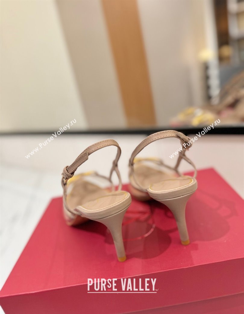 Valentino VLogo Signature Slingback Pumps 8cm in PVC and Calfskin Nude 2025 VA082105 (MD-250821052)
