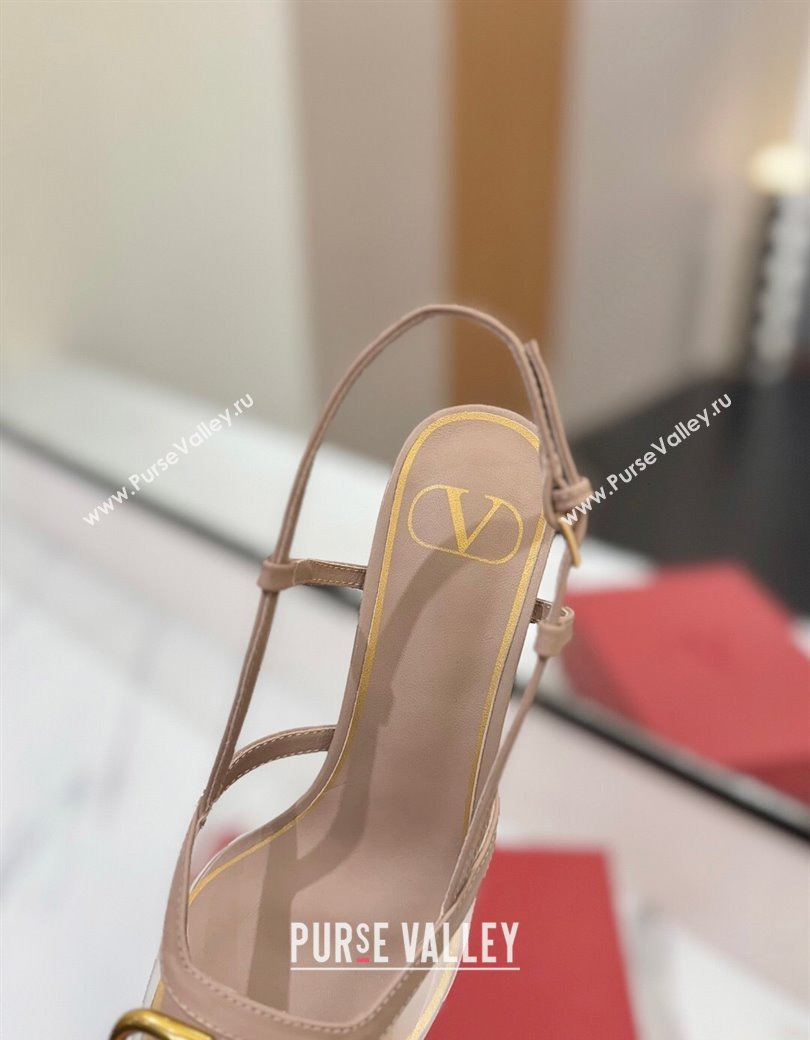 Valentino VLogo Signature Slingback Pumps 8cm in PVC and Calfskin Nude 2025 VA082105 (MD-250821052)