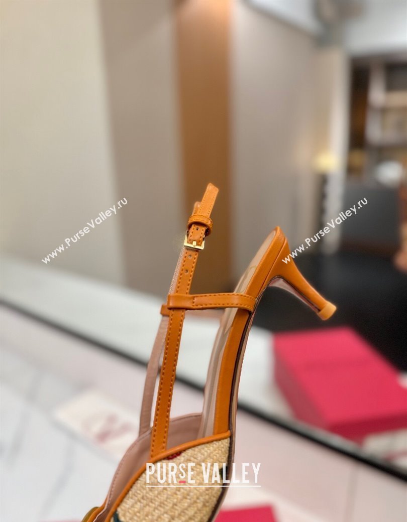 Valentino VLogo Signature Cherryfic Slingback Pumps 5cm in Raffia Straw 2025 (MD-250821053)