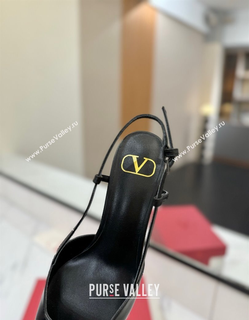 Valentino VLogo Signature Slingback Pumps 4.5cm in Calfskin with Strass Black/Grey 2025 VA082109 (MD-250821066)