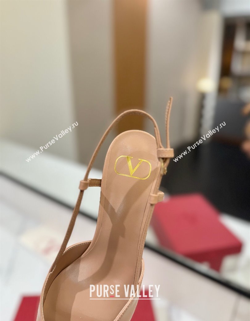 Valentino VLogo Signature Slingback Pumps 4.5cm in Calfskin with Strass Pale Pink 2025 VA082109 (MD-250821067)