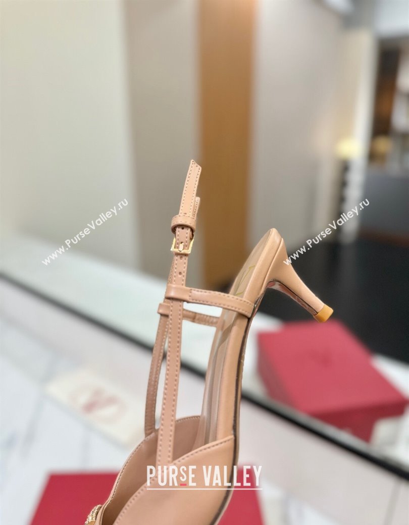 Valentino VLogo Signature Slingback Pumps 4.5cm in Calfskin with Strass Pale Pink 2025 VA082109 (MD-250821067)