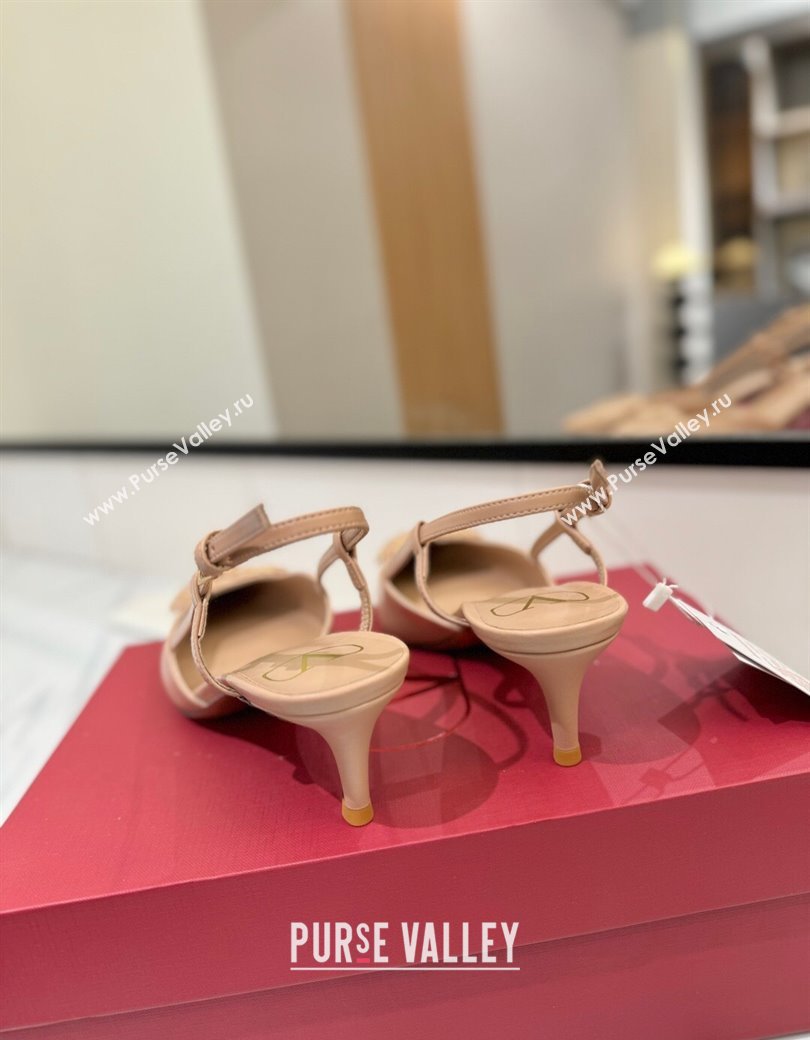 Valentino VLogo Signature Slingback Pumps 4.5cm in Calfskin with Strass Pale Pink 2025 VA082109 (MD-250821067)