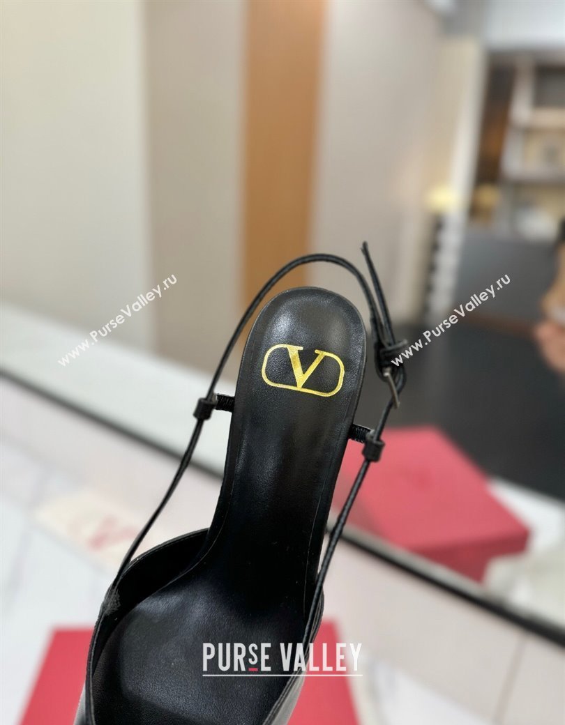 Valentino VLogo Signature Slingback Pumps 4.5cm in Calfskin with Strass Black/Silver 2025 VA082109 (MD-250821069)