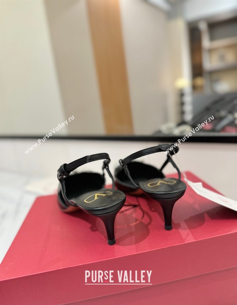 Valentino VLogo Signature Slingback Pumps 4.5cm in Calfskin with Strass Black/Silver 2025 VA082109 (MD-250821069)
