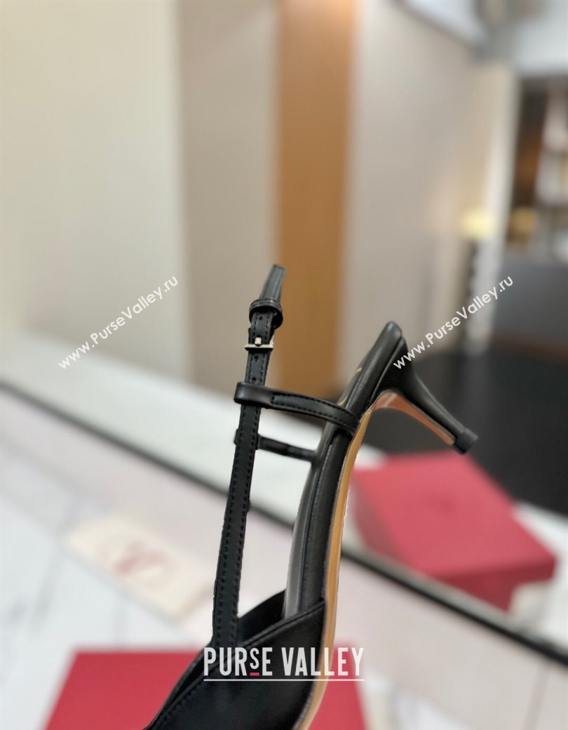 Valentino VLogo Signature Slingback Pumps 4.5cm in Calfskin with Strass Black/Silver 2025 VA082109 (MD-250821069)