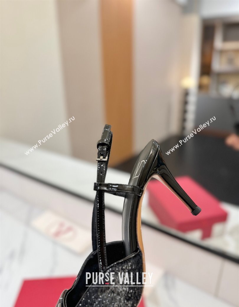 Valentino VLogo Signature Slingback Pumps 8cm in Velvet Black 2025 VA082109 (MD-250821072)