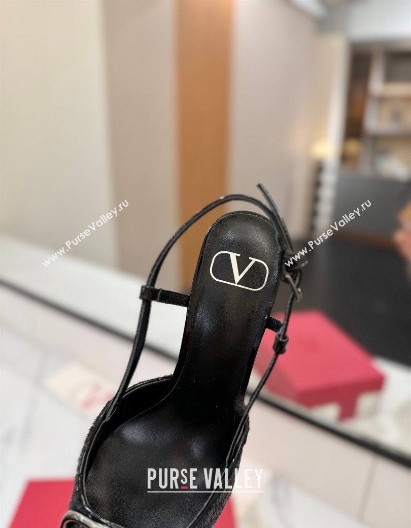 Valentino VLogo Signature Slingback Pumps 8cm in Velvet Black 2025 VA082109 (MD-250821072)