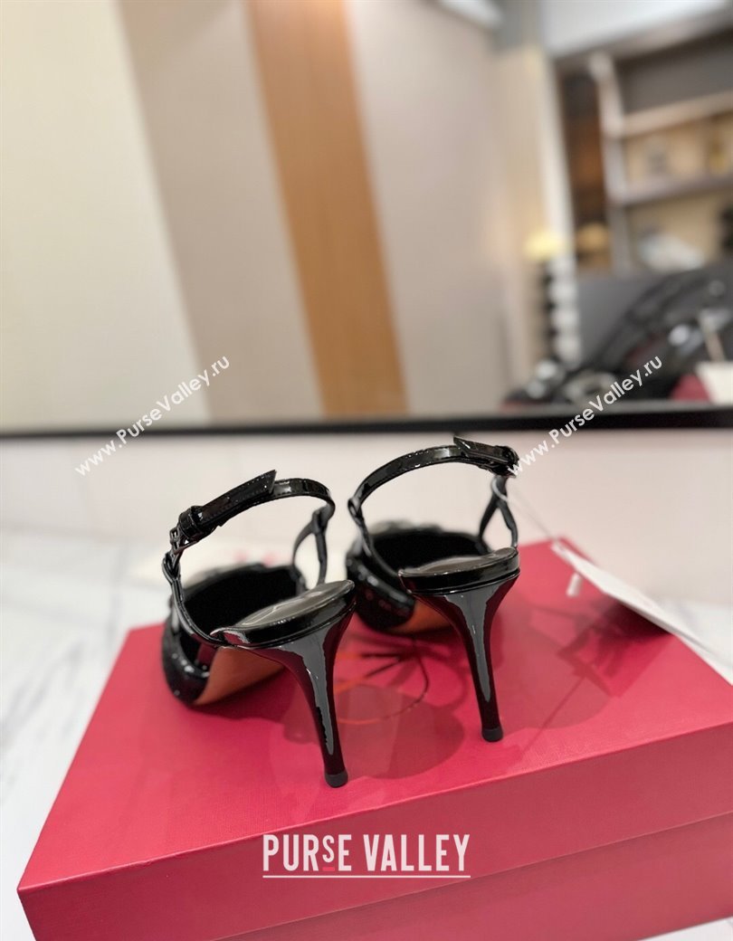 Valentino VLogo Signature Slingback Pumps 8cm in Velvet Black 2025 VA082109 (MD-250821072)