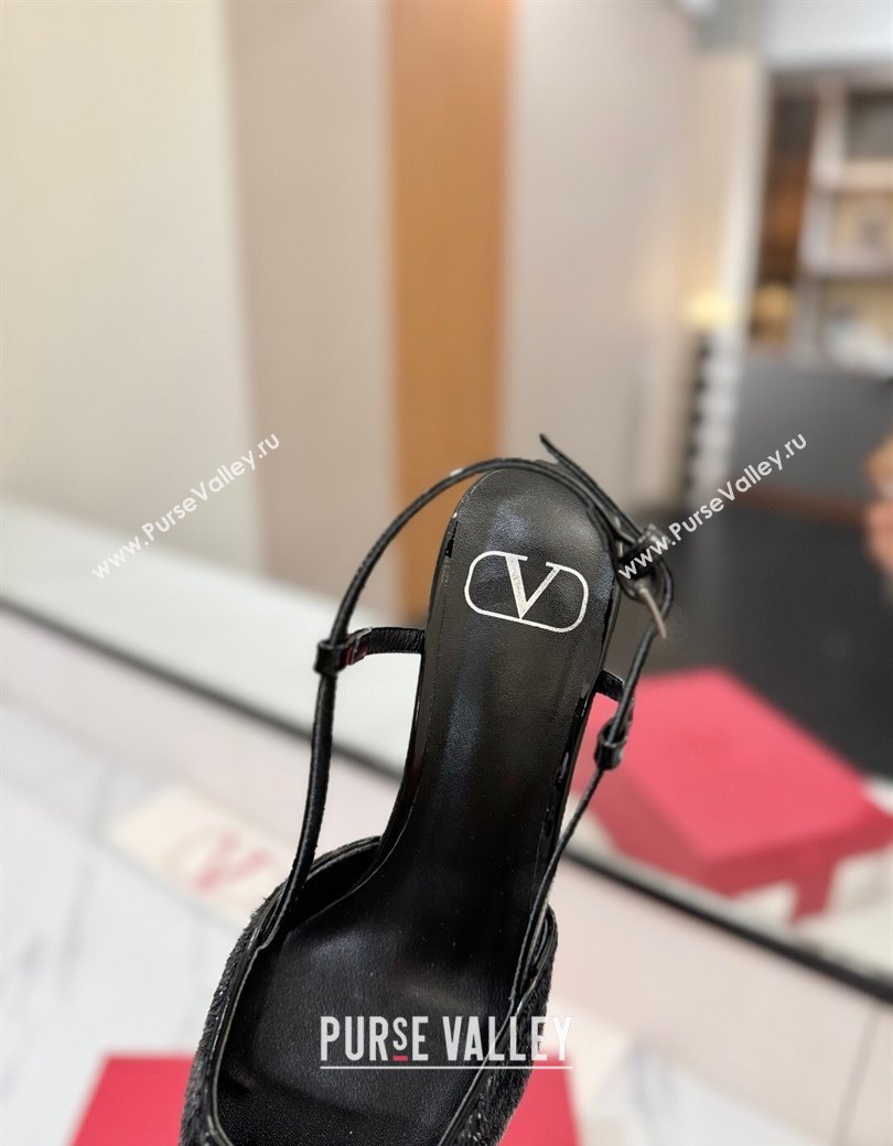 Valentino VLogo Signature Slingback Pumps 4.5cm in Velvet Black 2025 VA082109 (MD-250821073)
