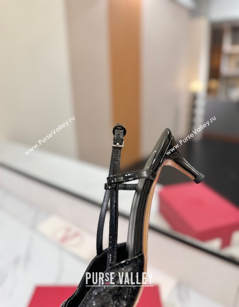 Valentino VLogo Signature Slingback Pumps 4.5cm in Velvet Black 2025 VA082109 (MD-250821073)