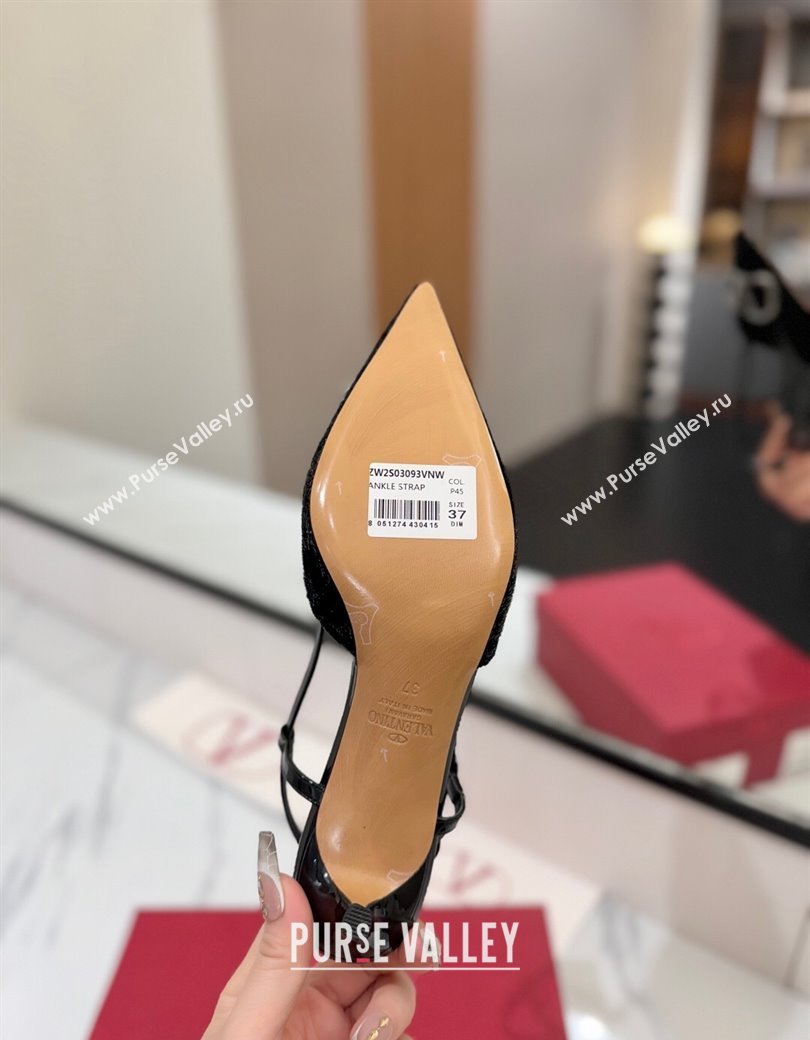 Valentino VLogo Signature Slingback Pumps 4.5cm in Velvet Black 2025 VA082109 (MD-250821073)