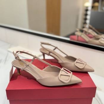 Valentino VLogo Signature Slingback Pumps 4.5cm in Matte Calfskin Dusty Nude 2025 VA082110 (MD-250821074)