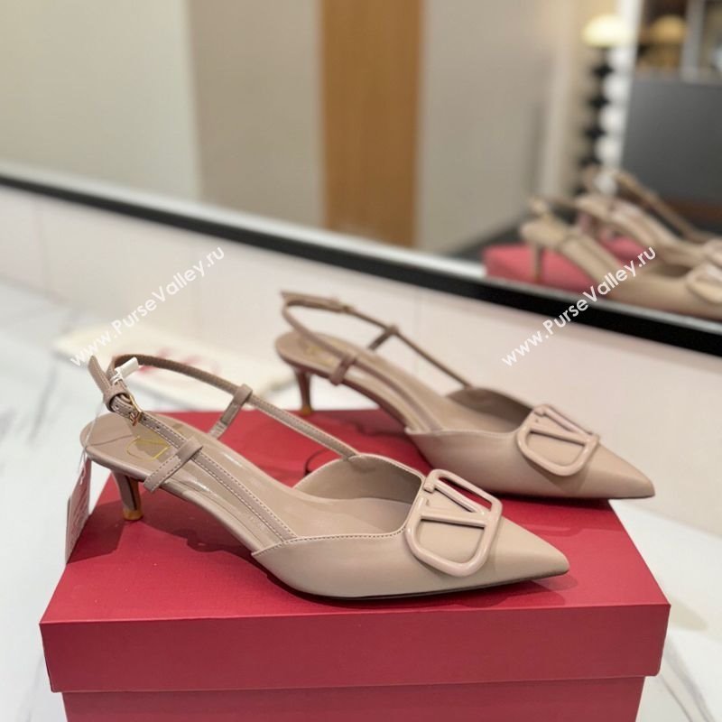 Valentino VLogo Signature Slingback Pumps 4.5cm in Matte Calfskin Dusty Nude 2025 VA082110 (MD-250821074)