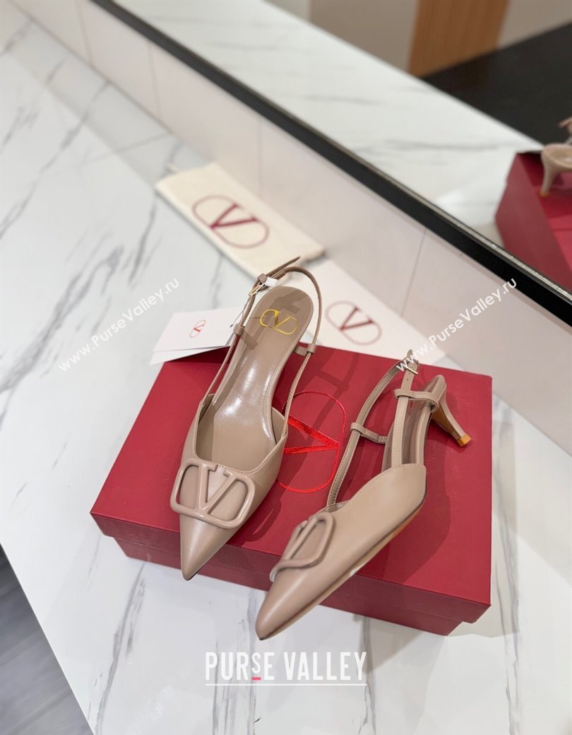 Valentino VLogo Signature Slingback Pumps 4.5cm in Matte Calfskin Dusty Nude 2025 VA082110 (MD-250821074)