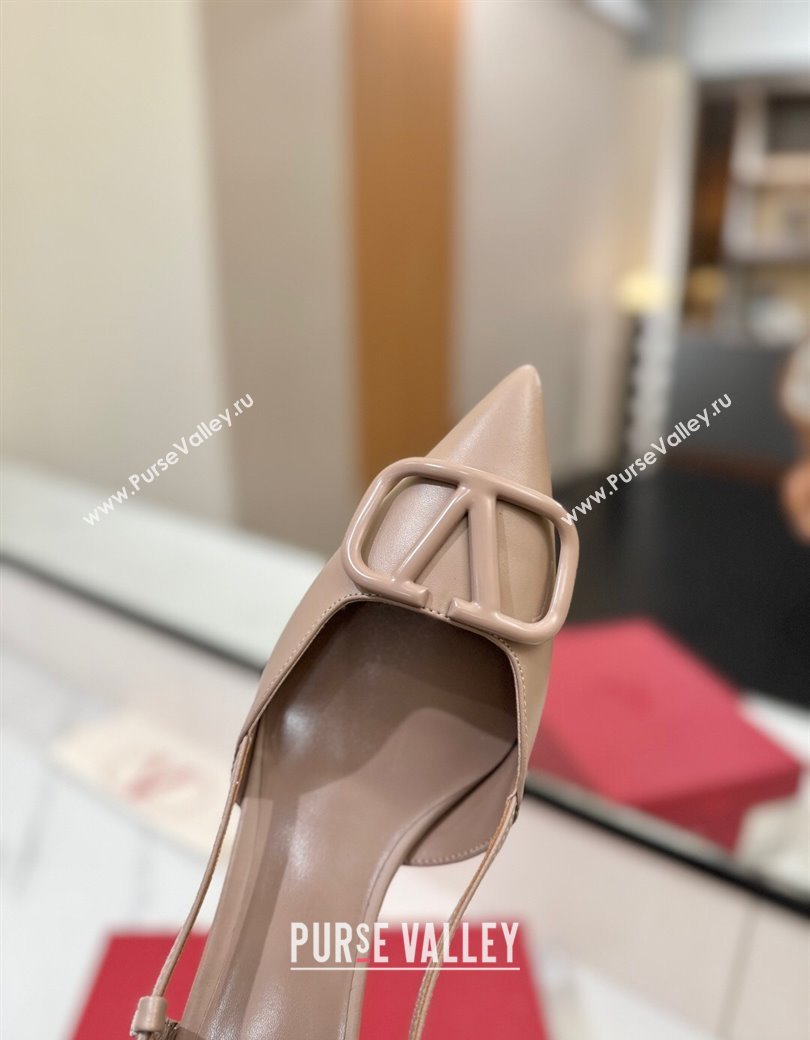 Valentino VLogo Signature Slingback Pumps 4.5cm in Matte Calfskin Dusty Nude 2025 VA082110 (MD-250821074)