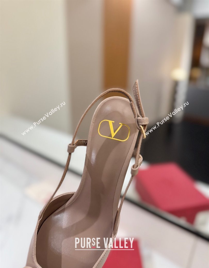 Valentino VLogo Signature Slingback Pumps 4.5cm in Matte Calfskin Dusty Nude 2025 VA082110 (MD-250821074)