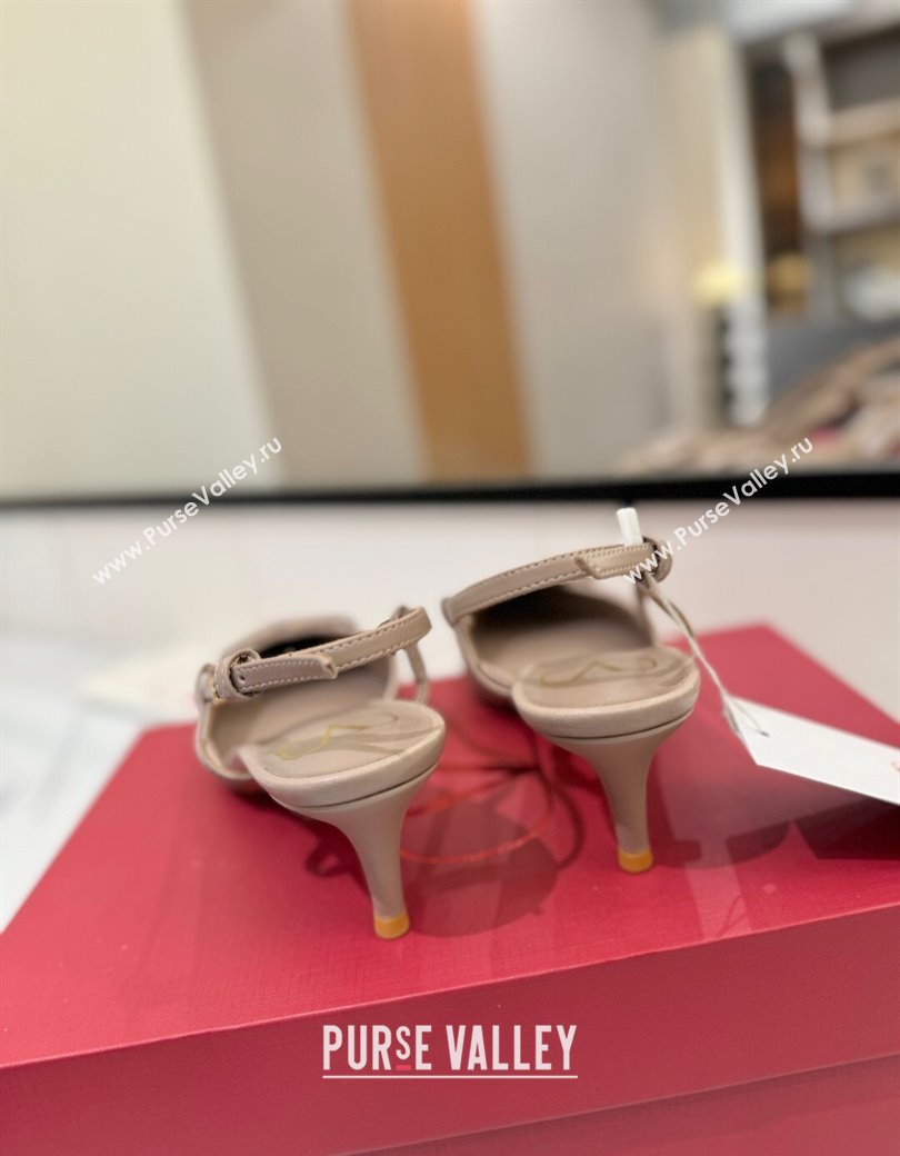 Valentino VLogo Signature Slingback Pumps 4.5cm in Matte Calfskin Dusty Nude 2025 VA082110 (MD-250821074)