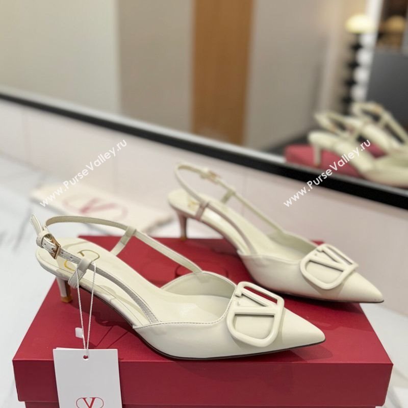 Valentino VLogo Signature Slingback Pumps 4.5cm in Matte Calfskin All White 2025 VA082110 (MD-250821075)