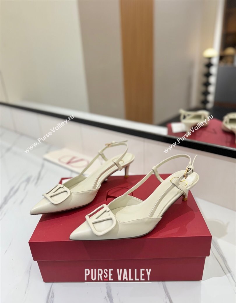 Valentino VLogo Signature Slingback Pumps 4.5cm in Matte Calfskin All White 2025 VA082110 (MD-250821075)