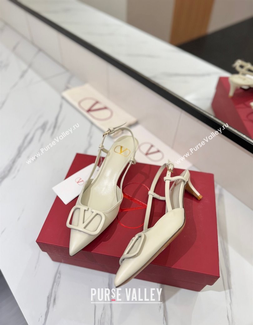 Valentino VLogo Signature Slingback Pumps 4.5cm in Matte Calfskin All White 2025 VA082110 (MD-250821075)