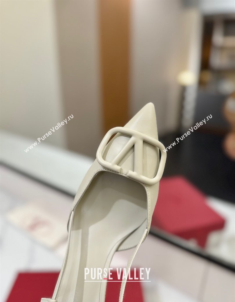Valentino VLogo Signature Slingback Pumps 4.5cm in Matte Calfskin All White 2025 VA082110 (MD-250821075)
