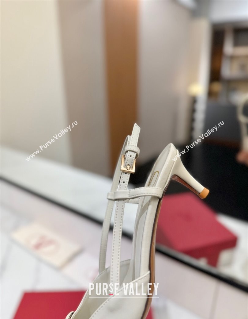 Valentino VLogo Signature Slingback Pumps 4.5cm in Matte Calfskin All White 2025 VA082110 (MD-250821075)