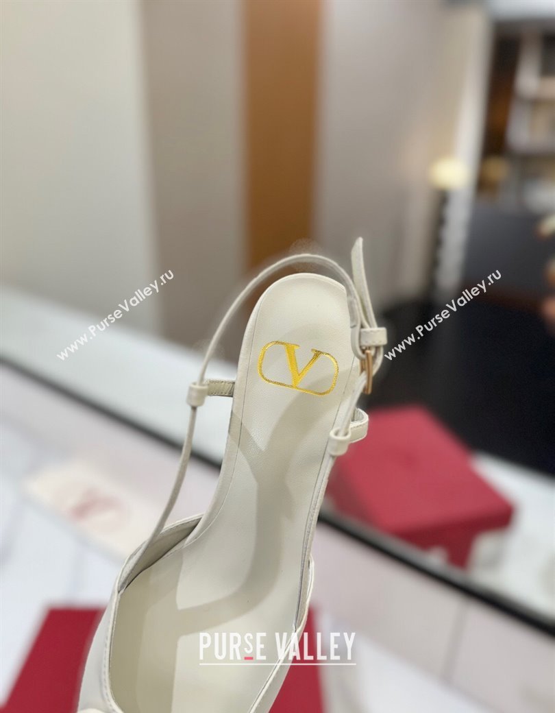 Valentino VLogo Signature Slingback Pumps 4.5cm in Matte Calfskin All White 2025 VA082110 (MD-250821075)