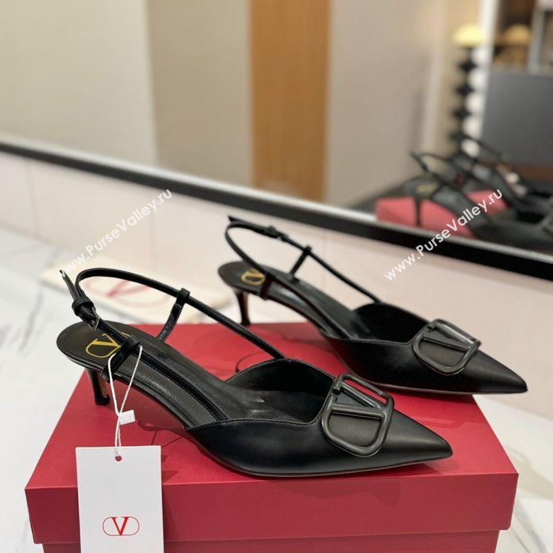 Valentino VLogo Signature Slingback Pumps 4.5cm in Matte Calfskin All Black 2025 VA082110 (MD-250821076)