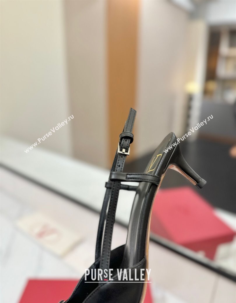 Valentino VLogo Signature Slingback Pumps 4.5cm in Matte Calfskin All Black 2025 VA082110 (MD-250821076)