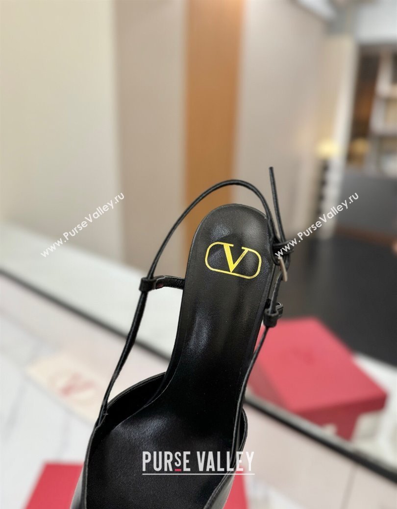 Valentino VLogo Signature Slingback Pumps 4.5cm in Matte Calfskin All Black 2025 VA082110 (MD-250821076)