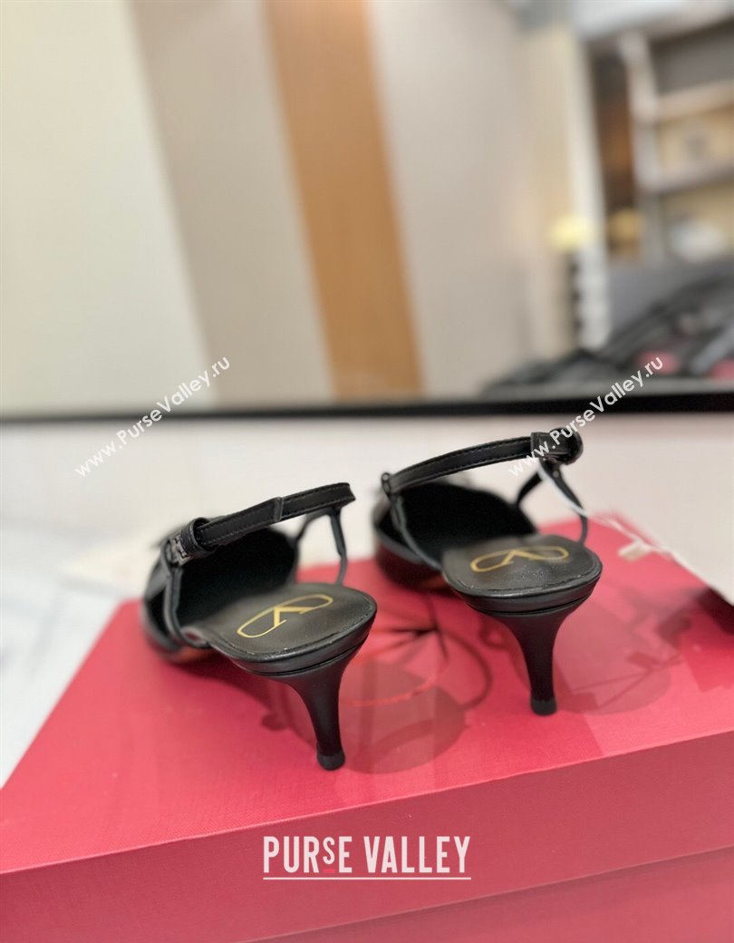 Valentino VLogo Signature Slingback Pumps 4.5cm in Matte Calfskin All Black 2025 VA082110 (MD-250821076)