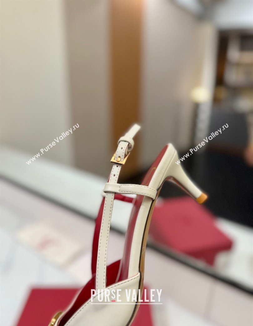 Valentino VLogo Signature Slingback Pumps 4.5cm in Matte Calfskin White/Gold 2025 VA082110 (MD-250821077)