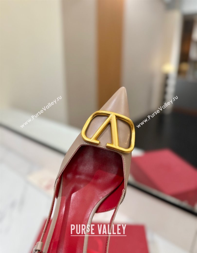 Valentino VLogo Signature Slingback Pumps 4.5cm in Matte Calfskin Dusty Beige 2025 VA082110 (MD-250821078)