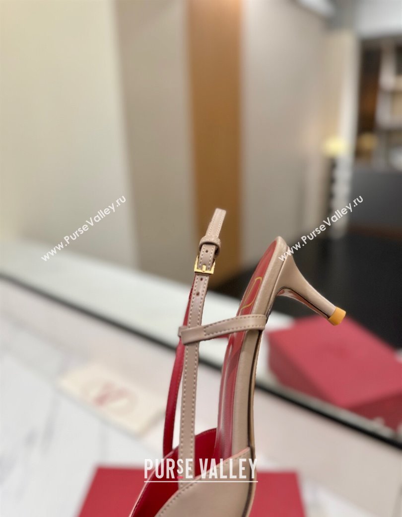 Valentino VLogo Signature Slingback Pumps 4.5cm in Matte Calfskin Dusty Beige 2025 VA082110 (MD-250821078)