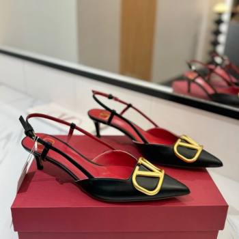 Valentino VLogo Signature Slingback Pumps 4.5cm in Matte Calfskin Black2 2025 VA082110 (MD-250821079)