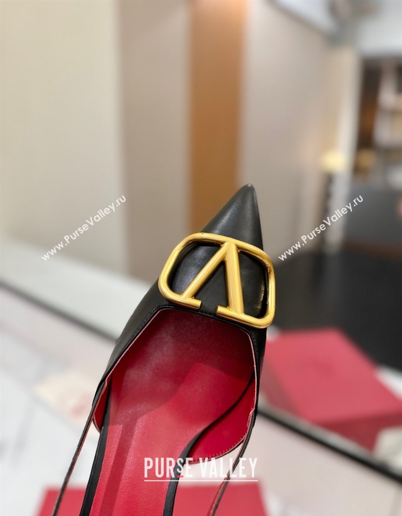 Valentino VLogo Signature Slingback Pumps 4.5cm in Matte Calfskin Black2 2025 VA082110 (MD-250821079)