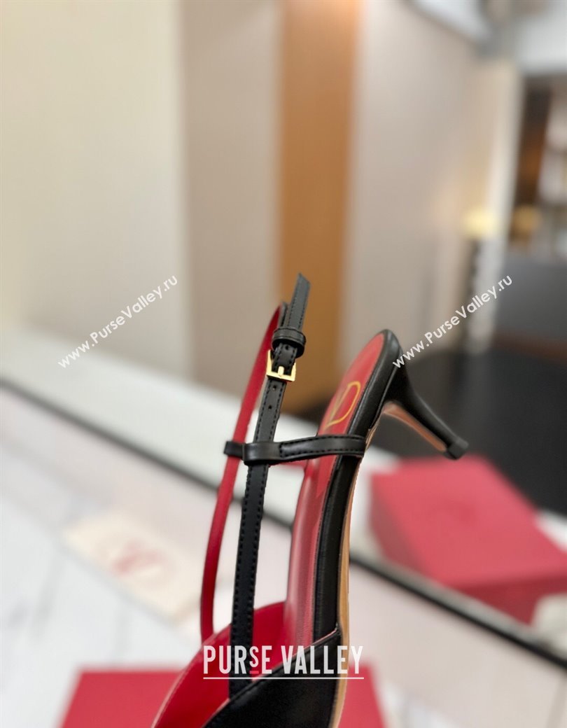 Valentino VLogo Signature Slingback Pumps 4.5cm in Matte Calfskin Black2 2025 VA082110 (MD-250821079)