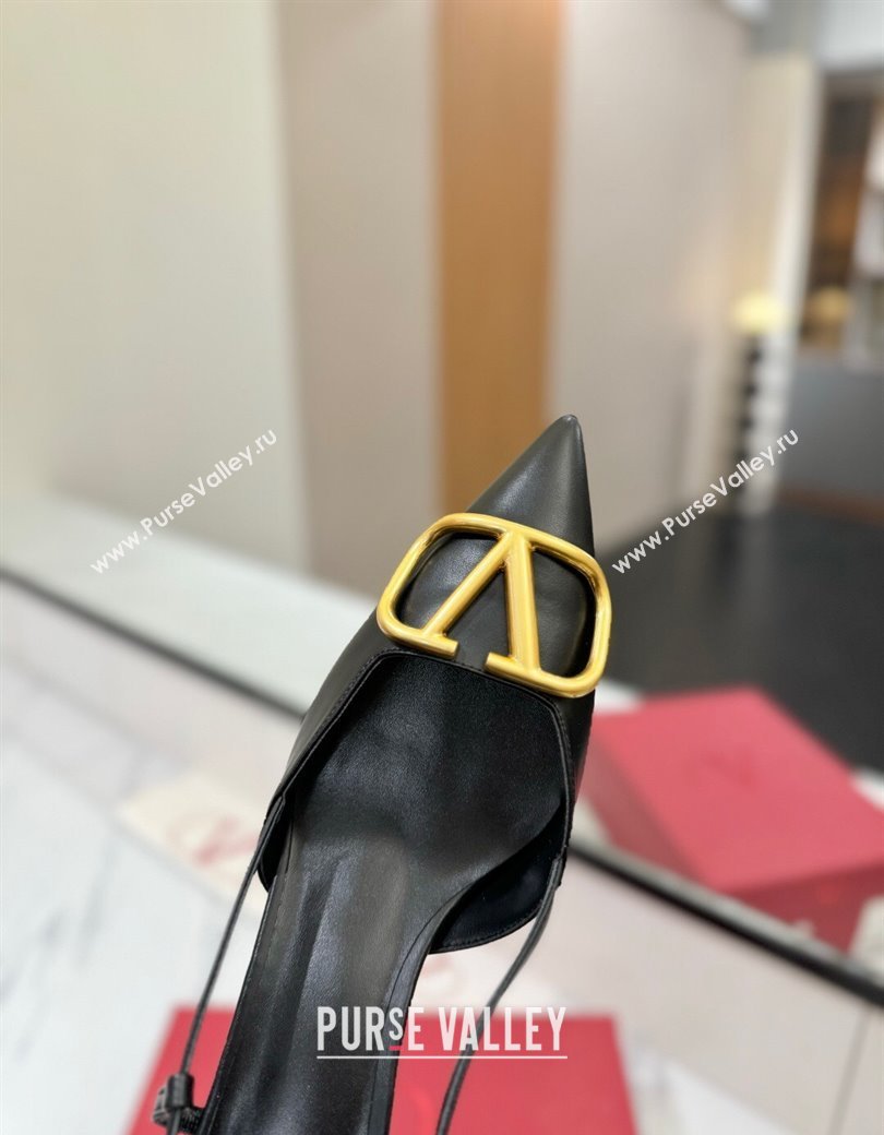Valentino VLogo Signature Slingback Pumps 4.5cm in Matte Calfskin Black/Gold 2025 VA082110 (MD-250821080)