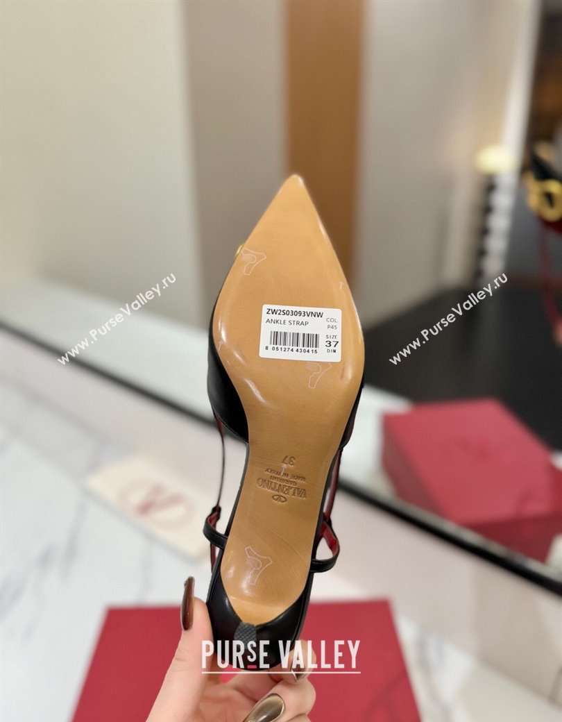 Valentino VLogo Signature Slingback Pumps 4.5cm in Matte Calfskin Black/Gold 2025 VA082110 (MD-250821080)