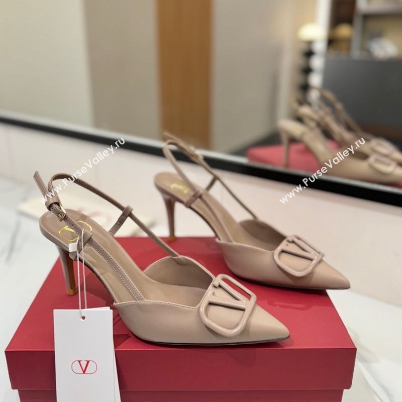 Valentino VLogo Signature Slingback Pumps 8cm in Matte Calfskin Dusty Nude 2025 VA082110 (MD-250821081)