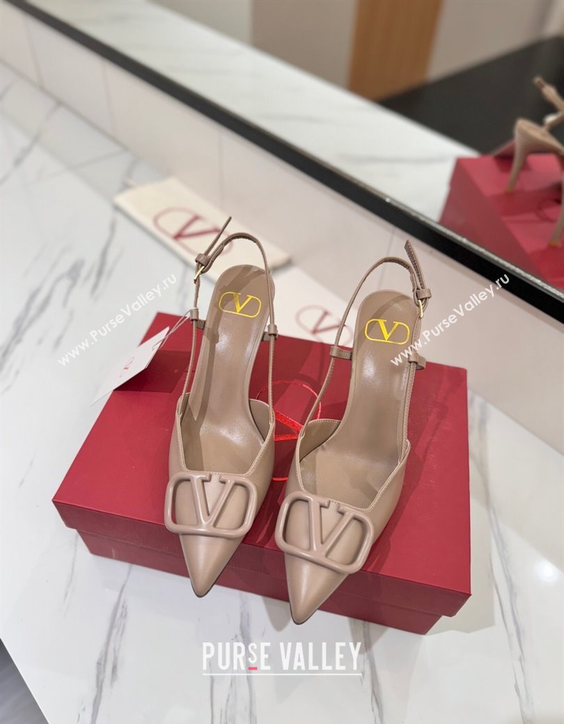 Valentino VLogo Signature Slingback Pumps 8cm in Matte Calfskin Dusty Nude 2025 VA082110 (MD-250821081)