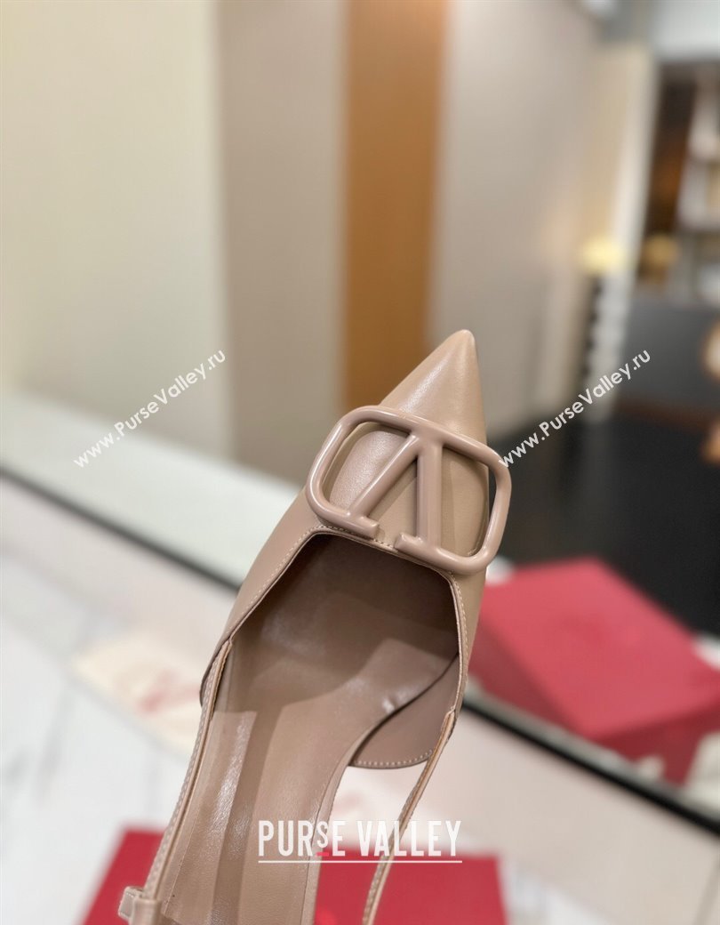 Valentino VLogo Signature Slingback Pumps 8cm in Matte Calfskin Dusty Nude 2025 VA082110 (MD-250821081)