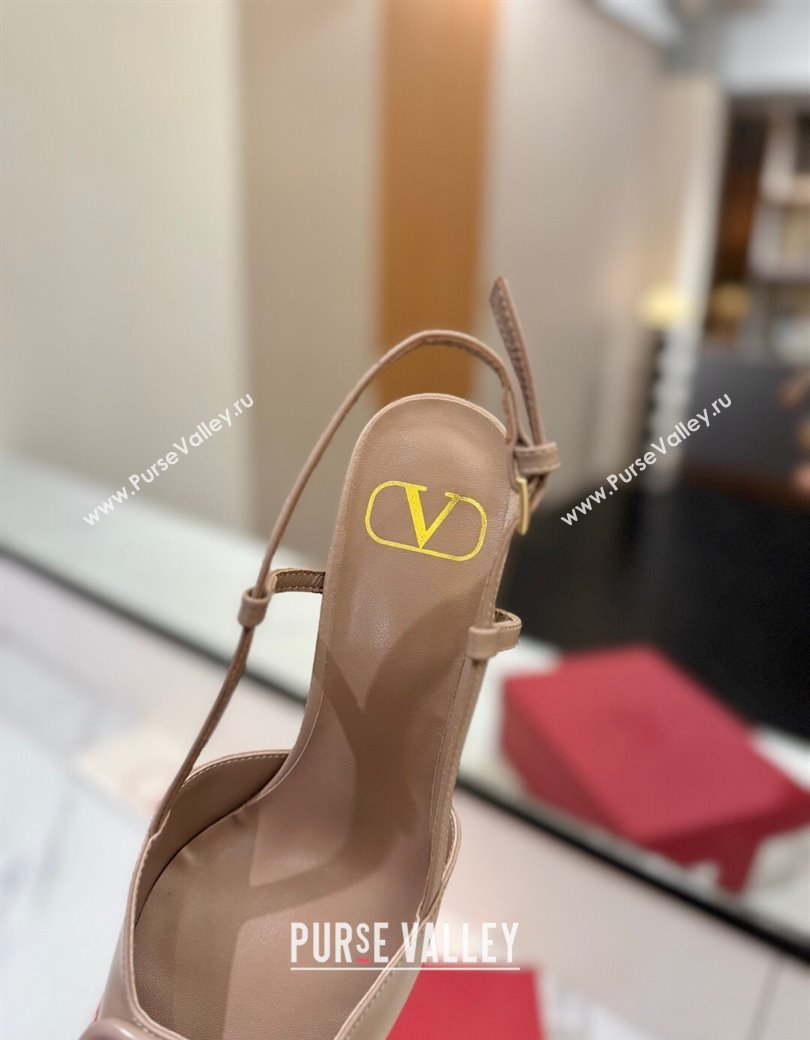 Valentino VLogo Signature Slingback Pumps 8cm in Matte Calfskin Dusty Nude 2025 VA082110 (MD-250821081)