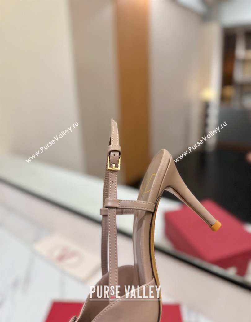 Valentino VLogo Signature Slingback Pumps 8cm in Matte Calfskin Dusty Nude 2025 VA082110 (MD-250821081)