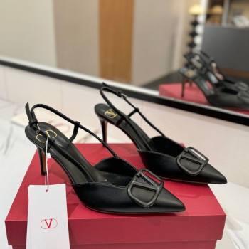 Valentino VLogo Signature Slingback Pumps 8cm in Matte Calfskin All Black 2025 VA082110 (MD-250821082)
