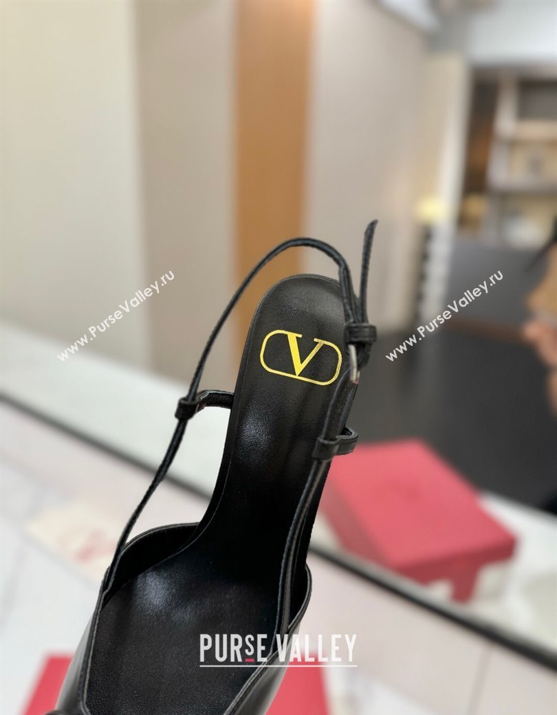 Valentino VLogo Signature Slingback Pumps 8cm in Matte Calfskin All Black 2025 VA082110 (MD-250821082)